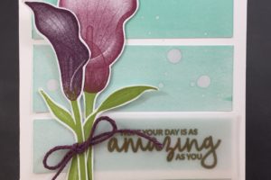 Ombre Calla Lily card using glossy paper and sponge brayer