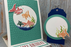 step by step instructions on creating an easel card & matching tag