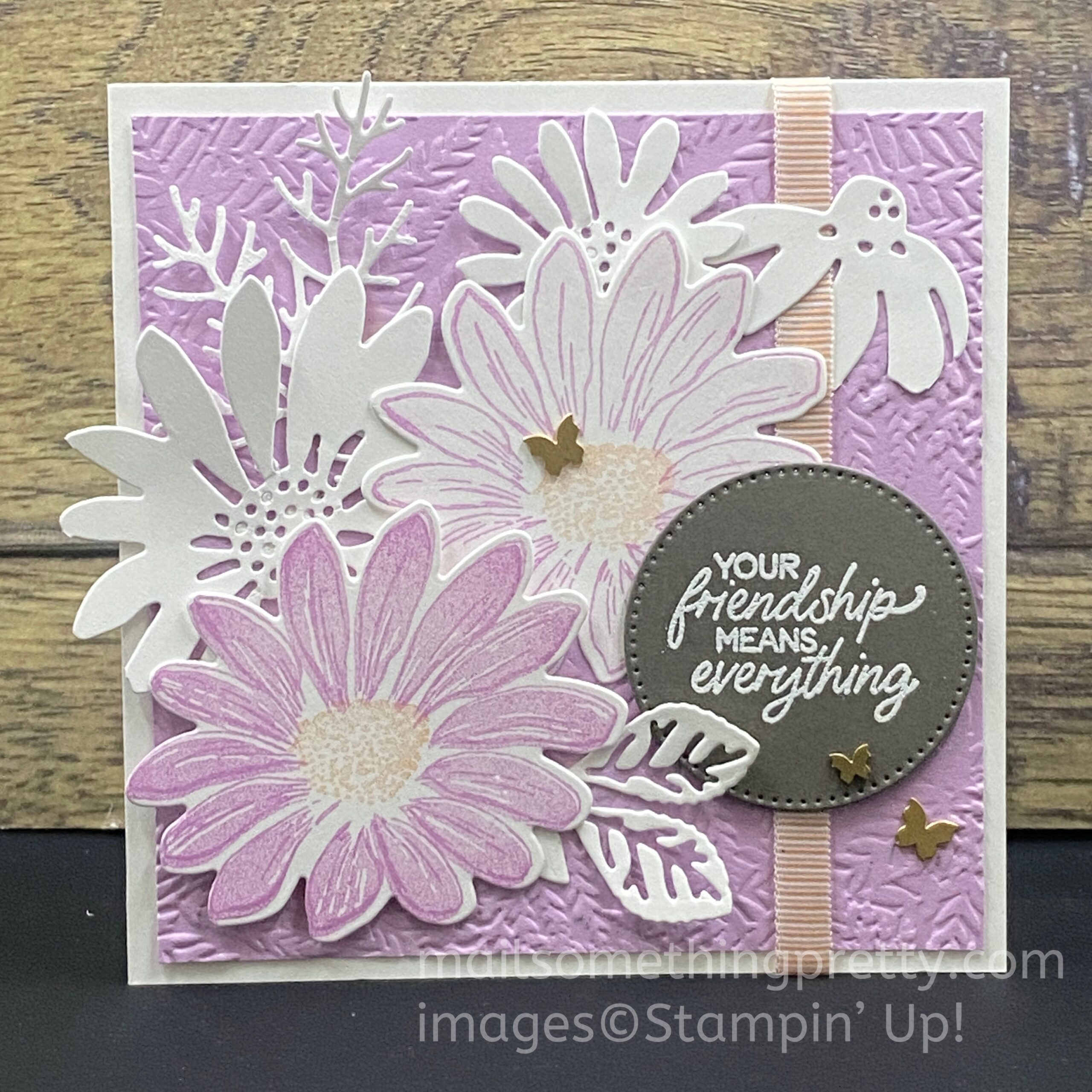 Purple Daisy card made with Cheerful Daisy bundle and Fresh Freesia card stock
