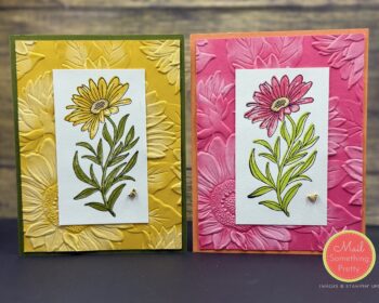 Sunflower 3D Embossing Folder & You Are Remarkable stamp set colored with white ink dauber